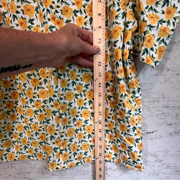 TCEC Floral Print Puff Shoulder Blouse Sz L Summer Cottagecore Vacation Boho - Picture 11 of 16